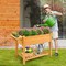 Natural Fir Wood Raised Garden Bed 47 Inch with Side and Bottom Shelves